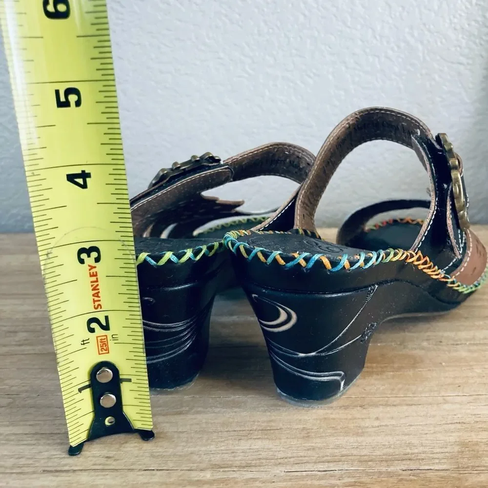 Elite Leather Laser Cutout Patchwork Design Sandals 9
